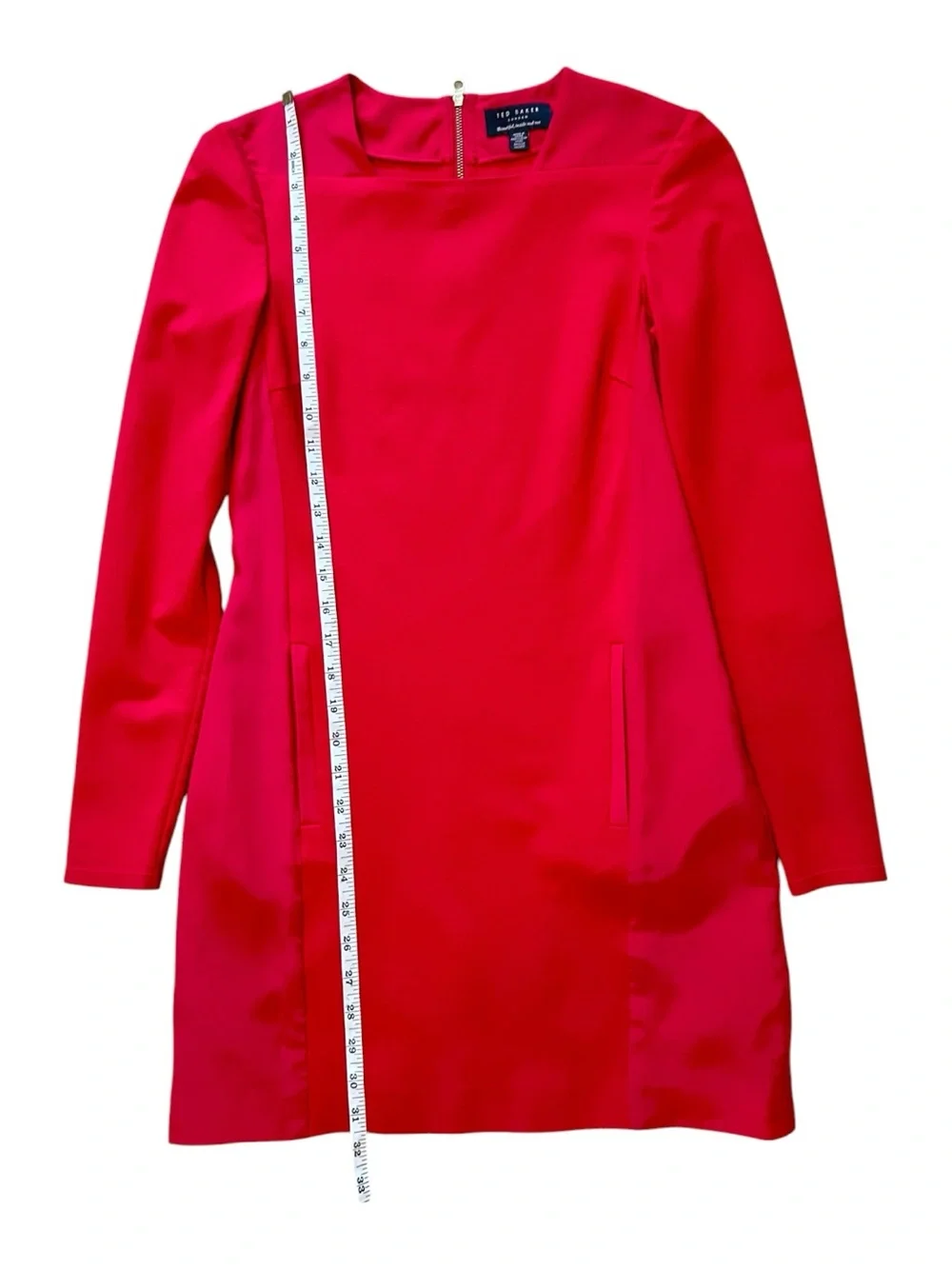 Ted Baker Red Long Sleeve Sheath Dress
